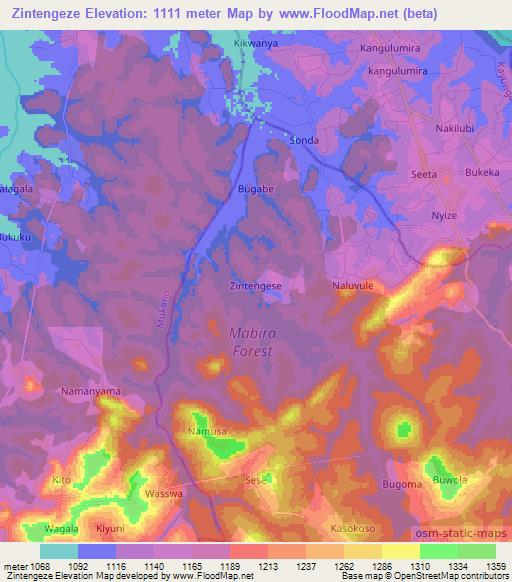 Zintengeze,Uganda Elevation Map