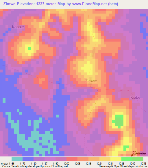 Zimwe,Uganda Elevation Map