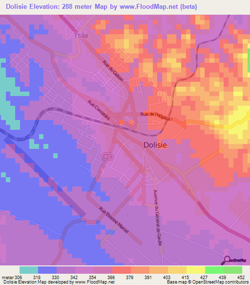 Dolisie,Congo (Brazzaville) Elevation Map