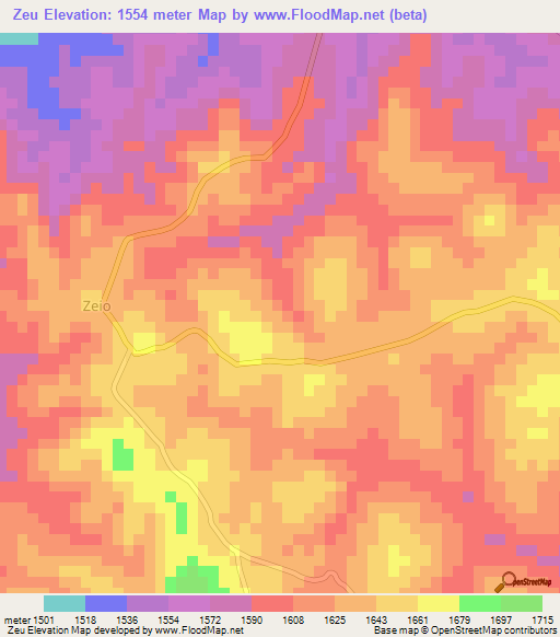 Zeu,Uganda Elevation Map