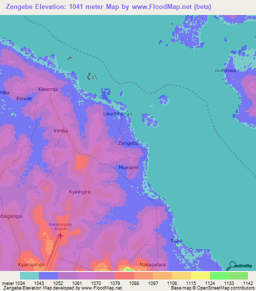 Zengebe,Uganda Elevation Map