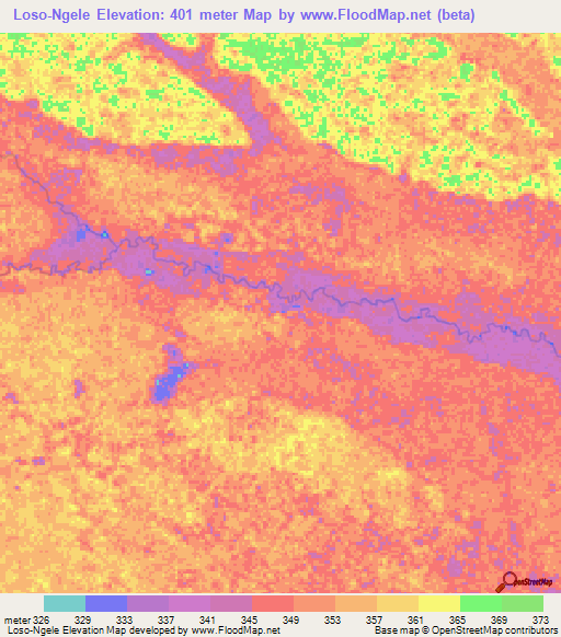 Loso-Ngele,Congo (Brazzaville) Elevation Map