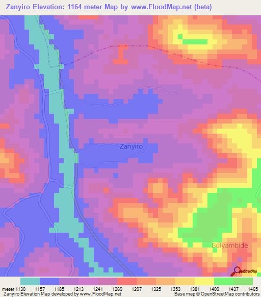 Zanyiro,Uganda Elevation Map
