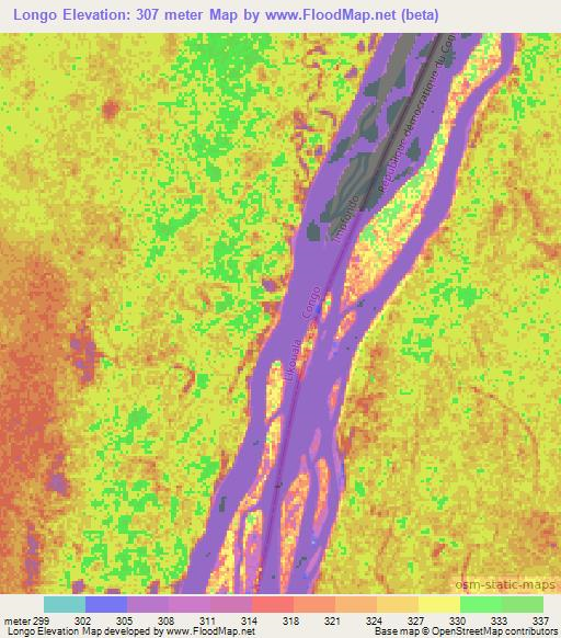 Longo,Congo (Brazzaville) Elevation Map