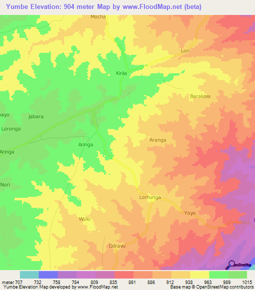 Yumbe,Uganda Elevation Map