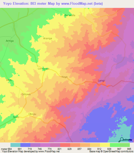 Yoyo,Uganda Elevation Map
