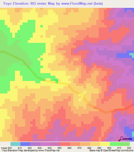 Yoyo,Uganda Elevation Map