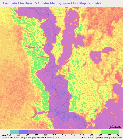 Likounda,Congo (Brazzaville) Elevation Map