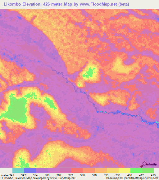 Likombo,Congo (Brazzaville) Elevation Map