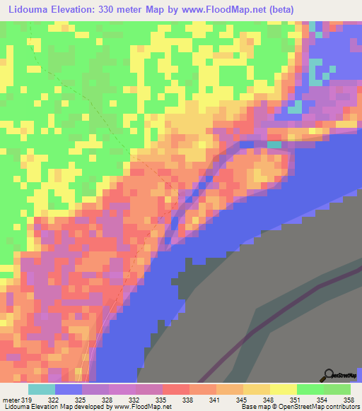 Lidouma,Congo (Brazzaville) Elevation Map