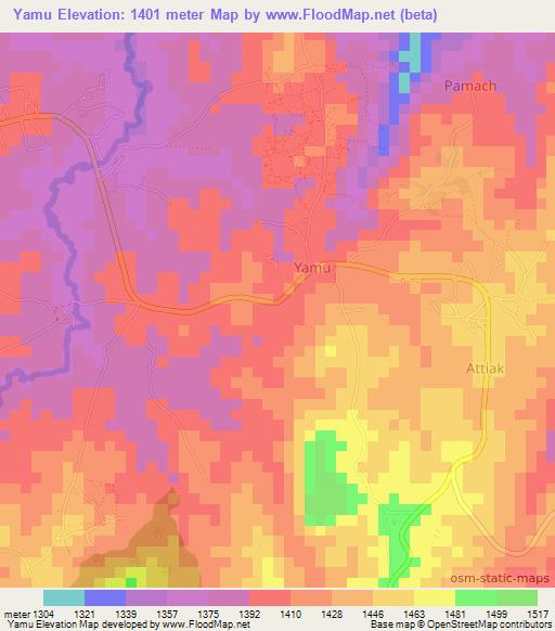 Yamu,Uganda Elevation Map
