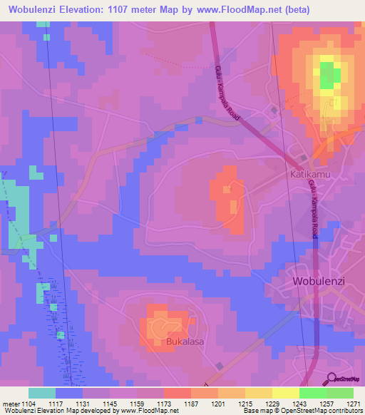 Wobulenzi,Uganda Elevation Map