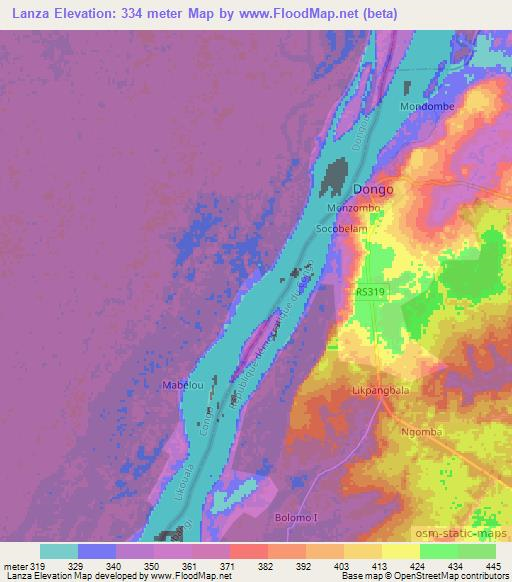 Lanza,Congo (Brazzaville) Elevation Map