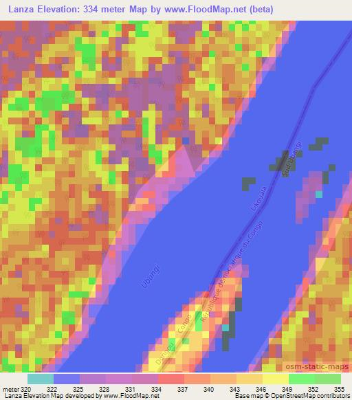 Lanza,Congo (Brazzaville) Elevation Map