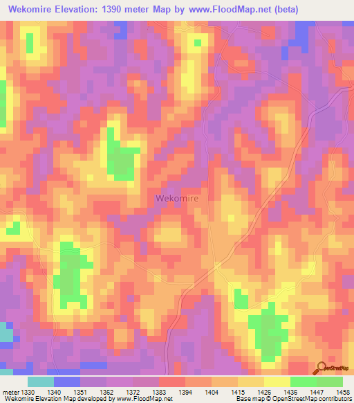 Wekomire,Uganda Elevation Map