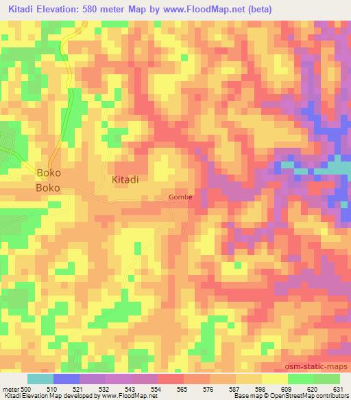 Kitadi,Congo (Brazzaville) Elevation Map