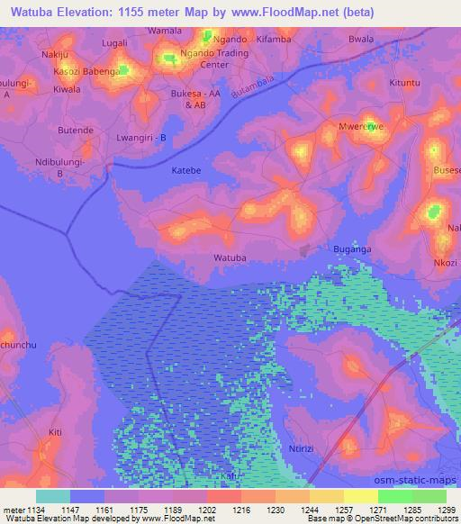 Watuba,Uganda Elevation Map