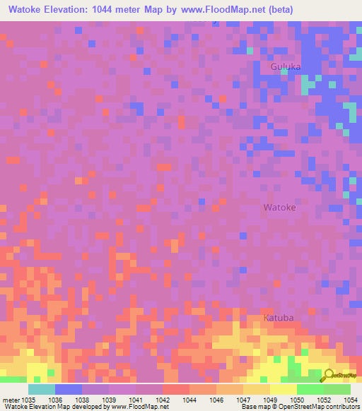 Watoke,Uganda Elevation Map