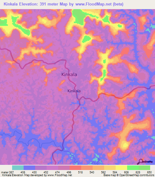 Kinkala,Congo (Brazzaville) Elevation Map