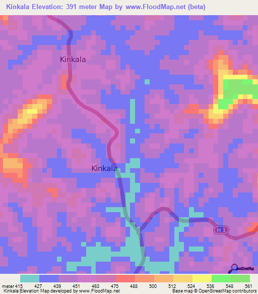 Kinkala,Congo (Brazzaville) Elevation Map