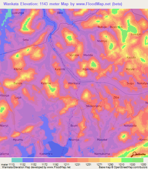 Wankata,Uganda Elevation Map