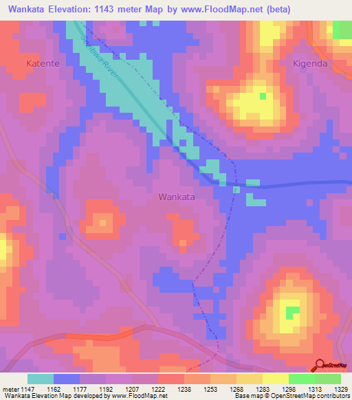 Wankata,Uganda Elevation Map
