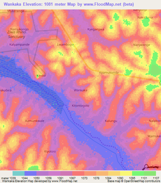 Wankaka,Uganda Elevation Map