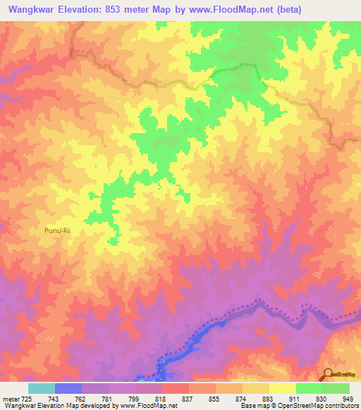 Wangkwar,Uganda Elevation Map