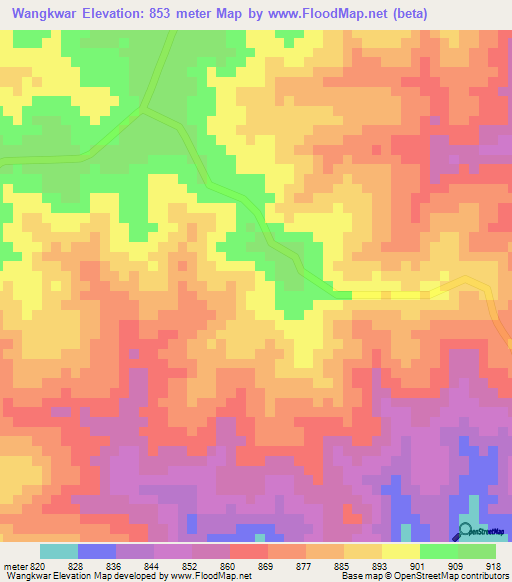 Wangkwar,Uganda Elevation Map