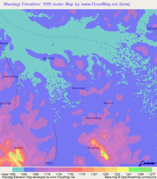 Wandagi,Uganda Elevation Map