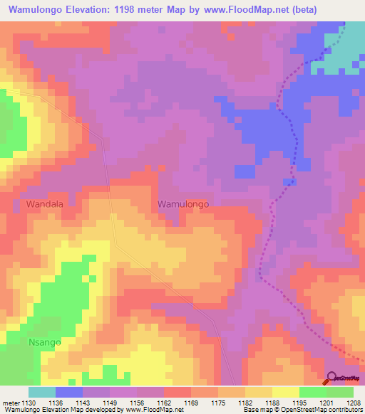 Wamulongo,Uganda Elevation Map