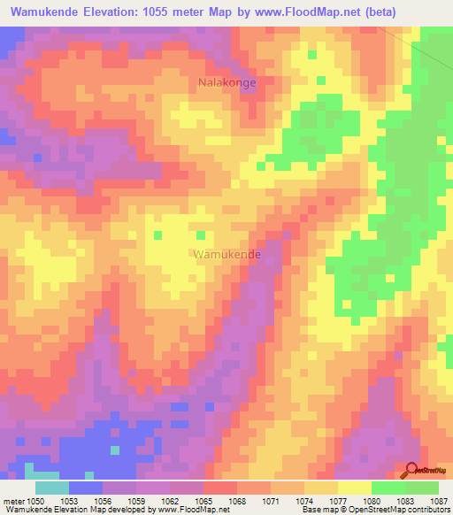 Wamukende,Uganda Elevation Map