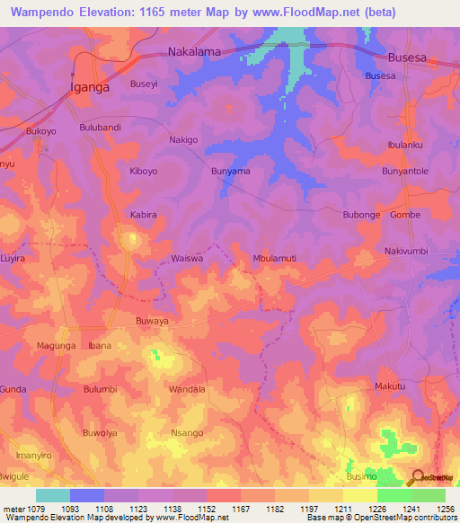 Wampendo,Uganda Elevation Map