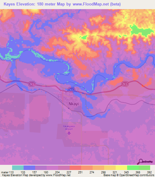 Kayes,Congo (Brazzaville) Elevation Map