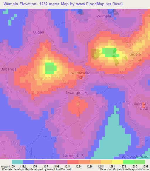 Wamala,Uganda Elevation Map