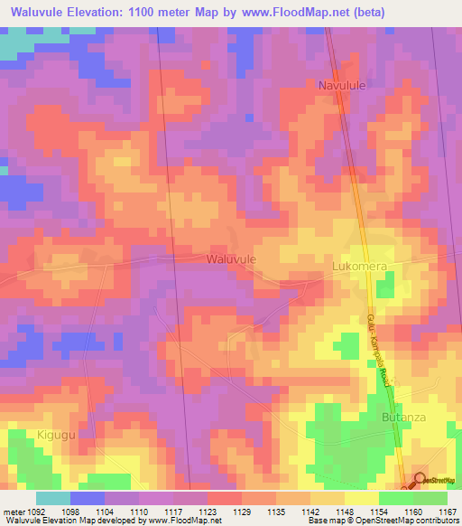 Waluvule,Uganda Elevation Map