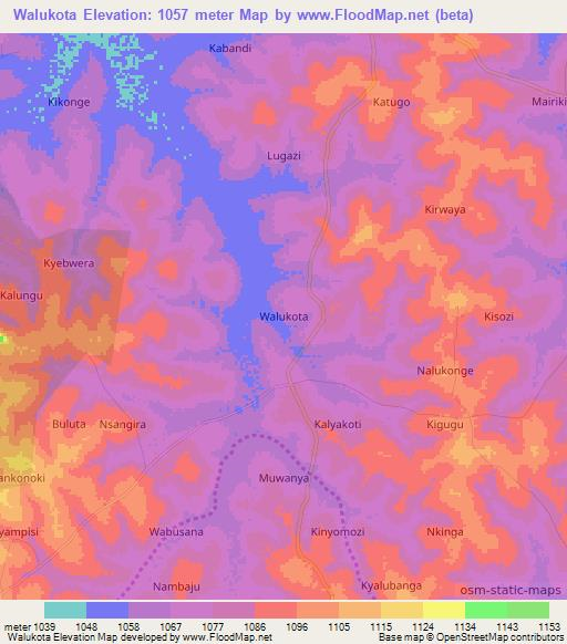 Walukota,Uganda Elevation Map