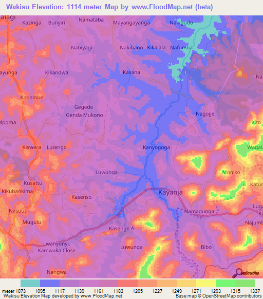 Wakisu,Uganda Elevation Map
