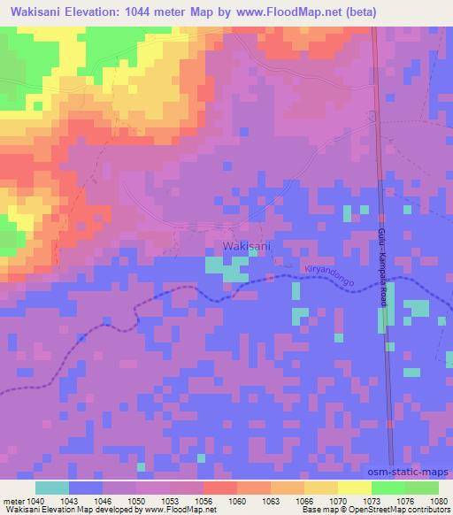 Wakisani,Uganda Elevation Map