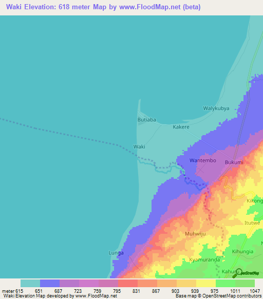Waki,Uganda Elevation Map