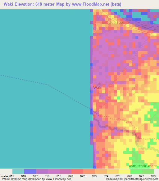 Waki,Uganda Elevation Map
