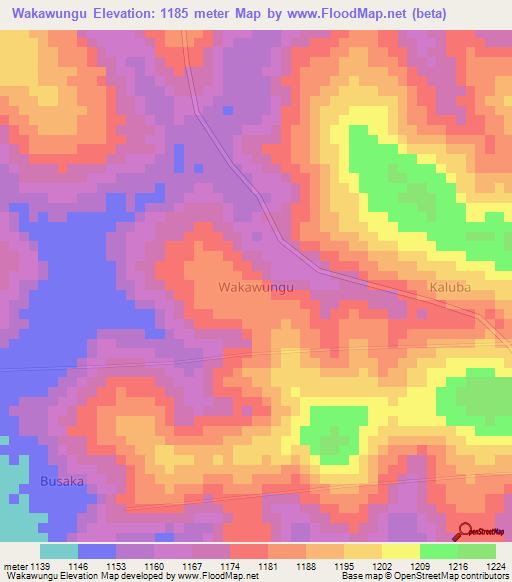 Wakawungu,Uganda Elevation Map