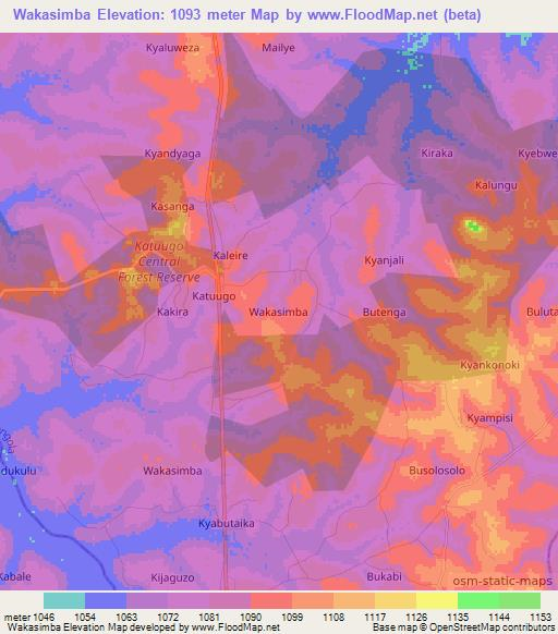 Wakasimba,Uganda Elevation Map