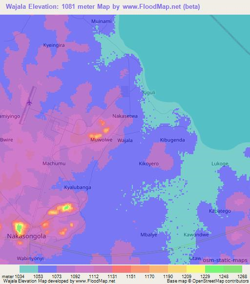 Wajala,Uganda Elevation Map