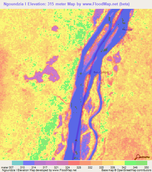 Ngoundzia I,Congo (Brazzaville) Elevation Map
