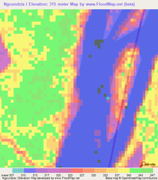 Ngoundzia I,Congo (Brazzaville) Elevation Map