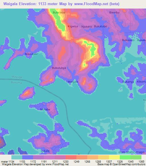 Waigala,Uganda Elevation Map