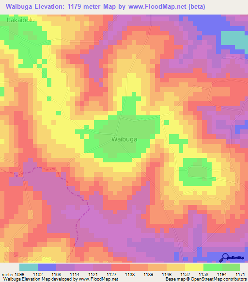 Waibuga,Uganda Elevation Map