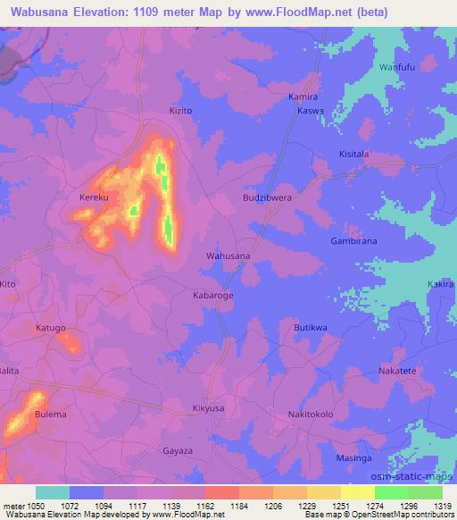 Wabusana,Uganda Elevation Map