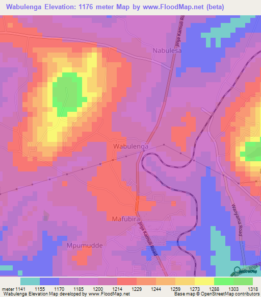 Wabulenga,Uganda Elevation Map